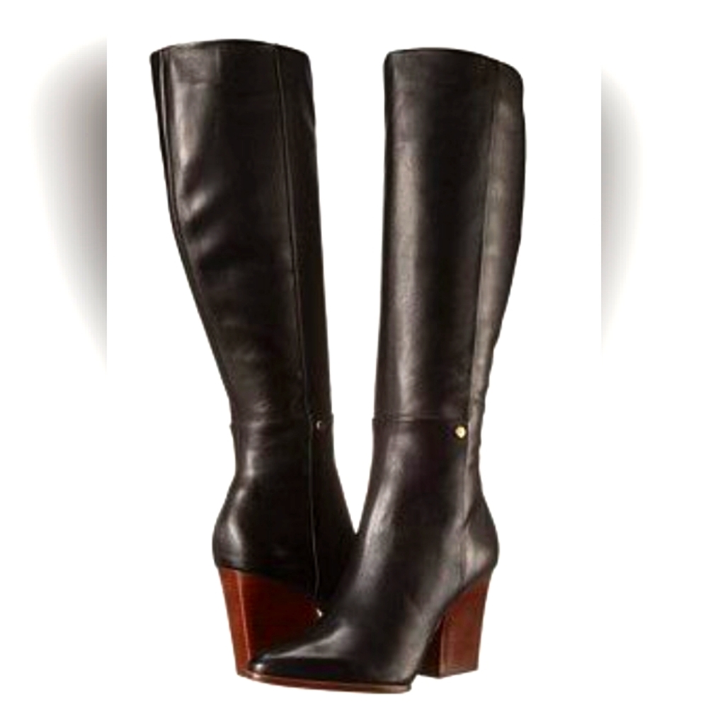 Calvin Klein Zurie Cow Silk Leather Boot, Color-Black, Size-8M